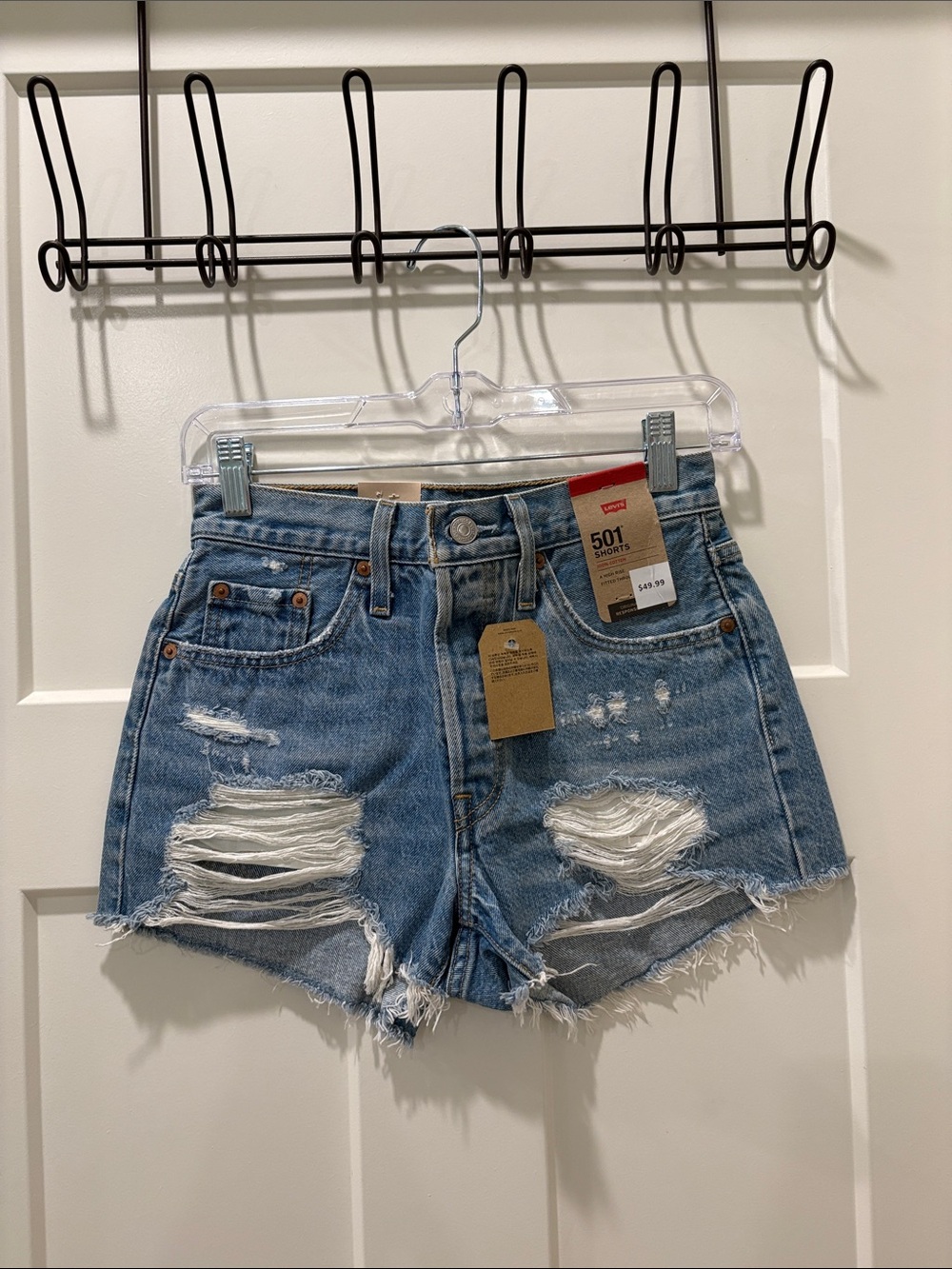 Levi's Distressed Light Blue Denim Jean Shorts